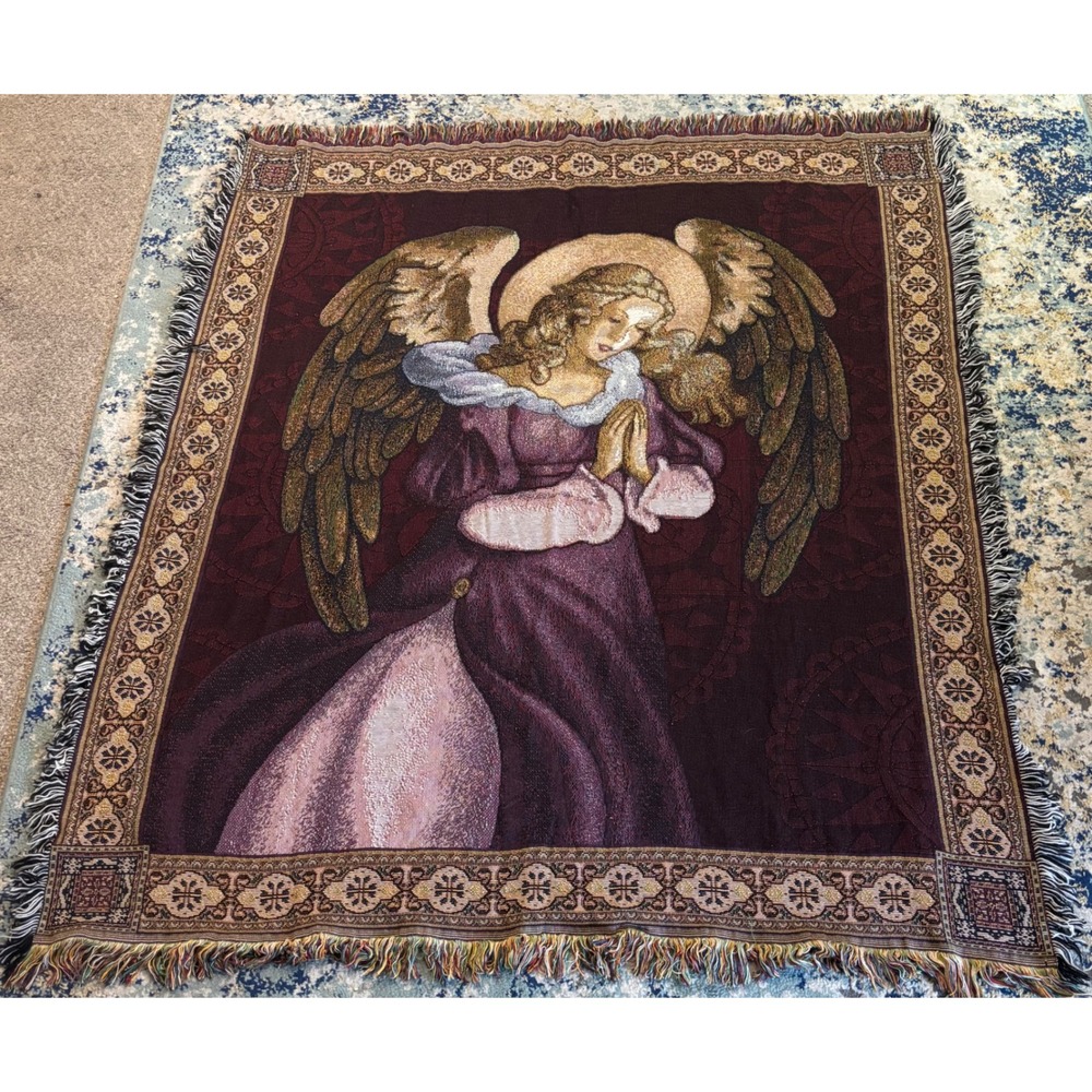 Mohawk Angel Rug & Textiles Woven Throw Blanket Multi Color Fringed